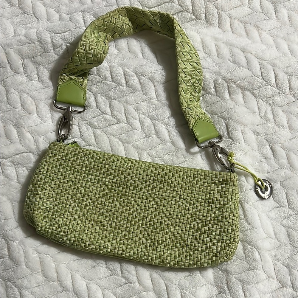 The Sak Green Textured Shoulder Bag with Braided Strap